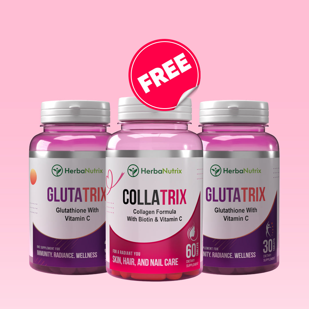 Glutathione: Fair & Glow Bundle: Glutathione, Collagen, and Vitamin C for Radiant Skin HerbaNutrix Glutathione: Fair & Glow Bundle: Glutathione, Collagen, and Vitamin C for Radiant Skin HerbaNutrix