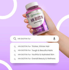 HN Biotin – Supporting Hair & Skin Wellness
HN Biotin  exists as a dietary supplement which promotes hair and skin wellness when used in a holistic wellness approach.