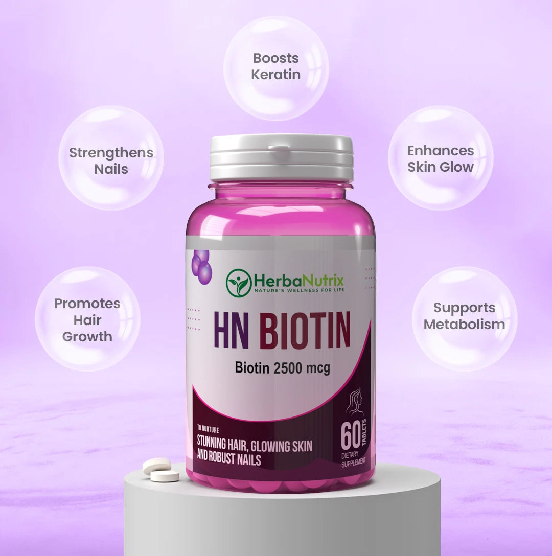 HN Biotin – Supporting Hair & Skin Wellness
HN Biotin  exists as a dietary supplement which promotes hair and skin wellness when used in a holistic wellness approach.